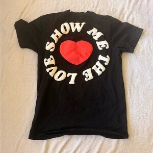 TALENTLESS Black Tee with Red Heart and White Text